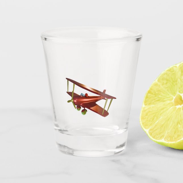 Red Bi-Flugzeug Schnapsglas (Vorderseite)