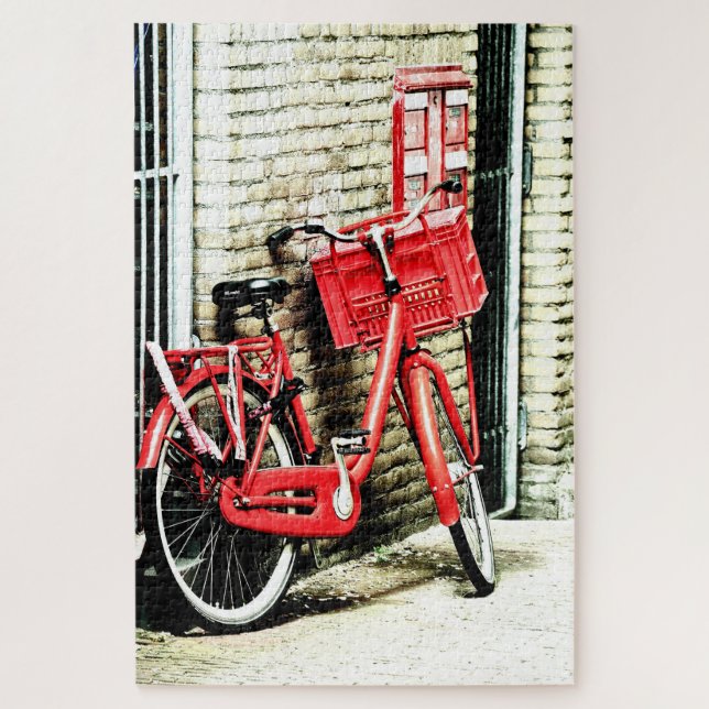 Red Bicycle & Amsterdam, Niederlande /Vintag (Vertikal)