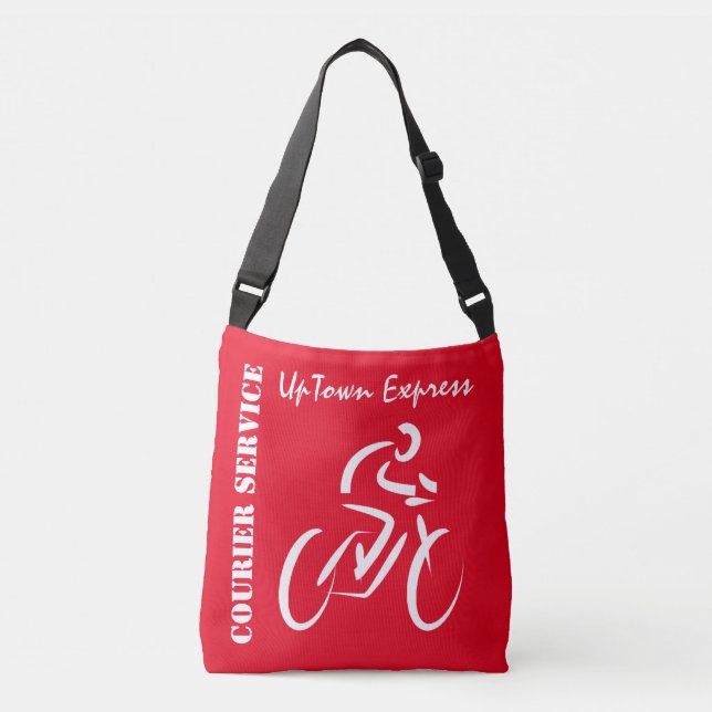 Red Bicycle Courier Cross Body Bag Tragetaschen Mit Langen Trägern (Vorderseite)