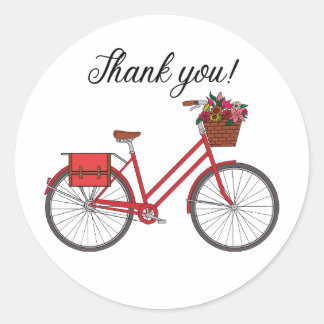 Red Bicycle Vielen Dank Runder Aufkleber