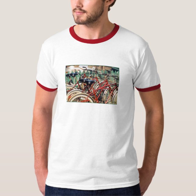 'Red Bicycles' Adult Ringer-T - Shirt (Vorderseite)