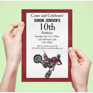 Red Bike Sports Boy Invitations Anniversaire