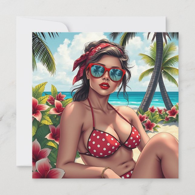 Red Bikini, Sonnenbrille und Bandana Blank (Vorderseite)