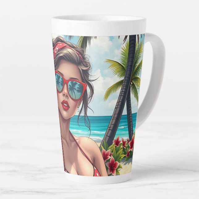 Red Bikini, Sonnenbrille und Bandana Frau Milchtasse (Rechte Ecke)