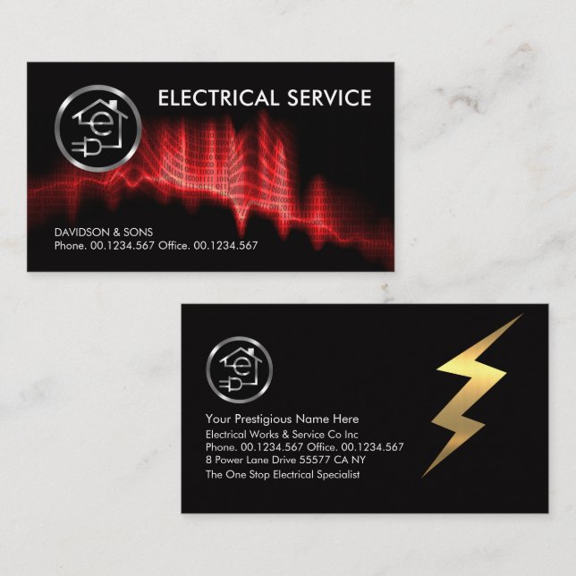Red Binary Code Electrical Lightning Visitenkarte (Vorne/Hinten)