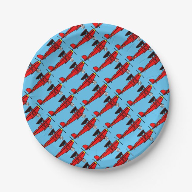 Red Biplane Pappteller (Vorderseite)