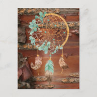 Red Birch Bark Brown und Turquoise Dreamcatcher