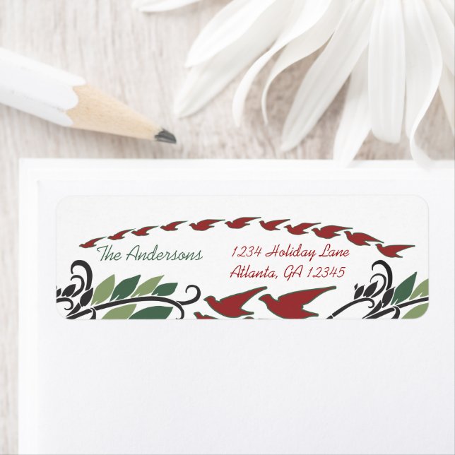 Red Bird Arch Leaf Swirl Jugendstiladresse (Insitu)