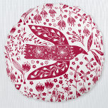 Red Bird Art Rundes Kissen<br><div class="desc">Rot-weiße Tauben für den Frieden. Originelle Kunst von Nic Squirrell.</div>