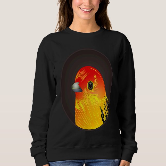 Red bird as portrait in round frame sweatshirt (Vorderseite)