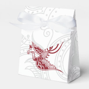 Red Bird & Henna Swirl Gefallen Box Geschenkschachtel