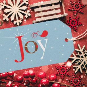 Red Bird Joy Typography Holiday Geschenkanhänger