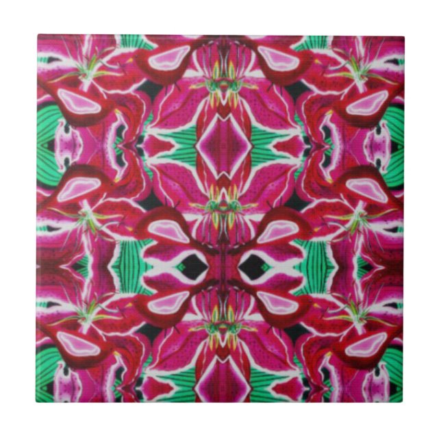 Red Bird Lily Tile Fliese (Vorderseite)