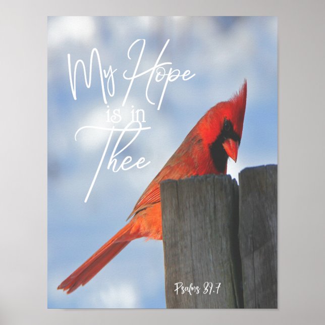 Red Bird mit Psalms Hope Bible Verse Poster (Vorne)