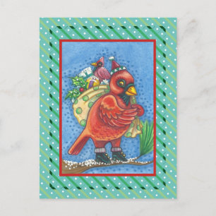 RED BIRD SANTA, GOOD CHEER CHRISTMAS KARDINAL FEIERTAGSPOSTKARTE