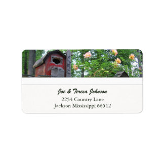 Red Birdhouse Address Labels Adressaufkleber