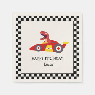 Red Birthday Dinosaurier Rennfahrer Kindername Serviette