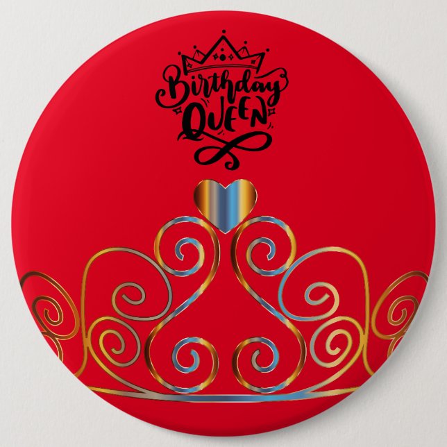 Red Birthday Queen Button (Vorderseite)