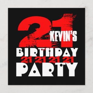 RED BLACK 21. Geburtstag Party 21 Jahre alt V14 Einladung