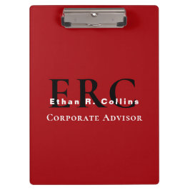 Red Black 3-Letter Logo Monogram clipboard Klemmbrett