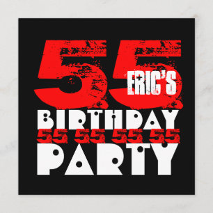 RED BLACK 55. Geburtstagsparty 55 Jahre alt V18 Einladung