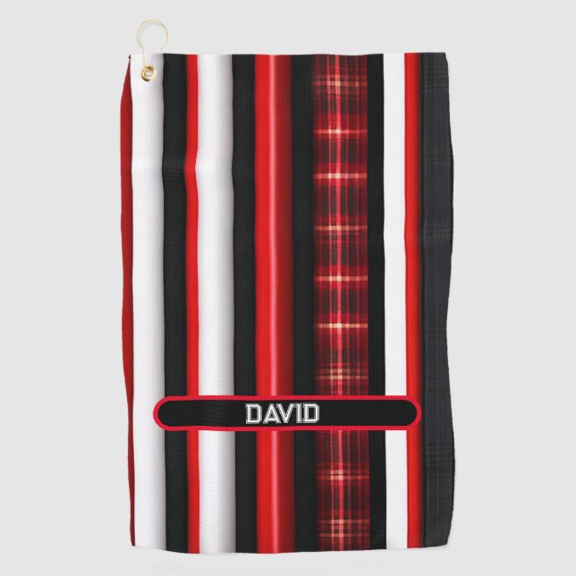 Red Black Abstrakte Karierte TrendCollection Golfhandtuch (Vorderseite)