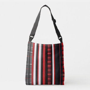 Red Black Abstrakte Karierte TrendCollection Tragetaschen Mit Langen Trägern