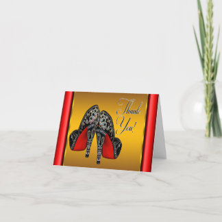 Red Black and Gold High Heels Vielen Dank Dankeskarte