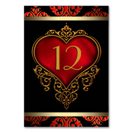 Red Black and Gold Wedding Tischnummer