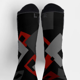 Red Black and Gray Geometric Socken