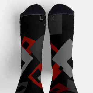 Red Black and Gray Geometric Socken