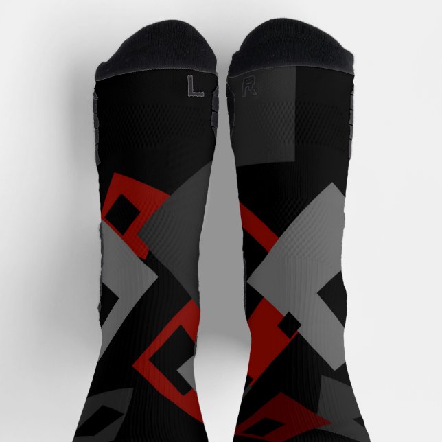 Red Black and Gray Geometric Socken (Oben)