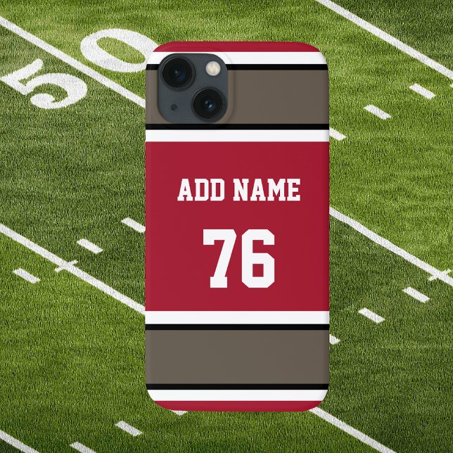 Red Black and Pewter Sports Strip Case-Mate iPhone Hülle (Red Black White and Pewter Sports Stripes Phone Case. Customize It!)