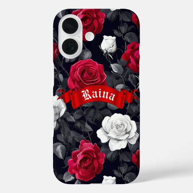 Red Black and White Goth Rose iPhone / coque ipad (Verso)