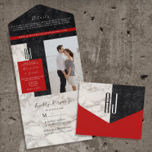 Red Black and White Monogram Wedding