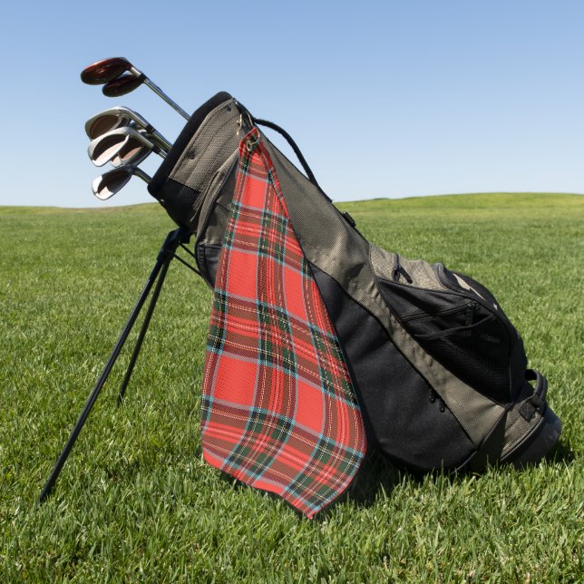 Red Black and White Plaid Pattern Golfhandtuch (Gras)