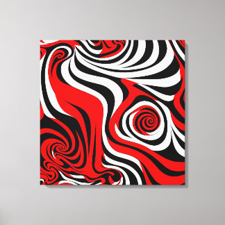 Red, Black and White Wave Pattern Leinwanddruck