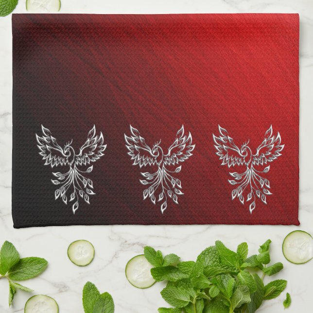Red Black Ashes und Phoenix Geschirrtuch (Gefaltet)