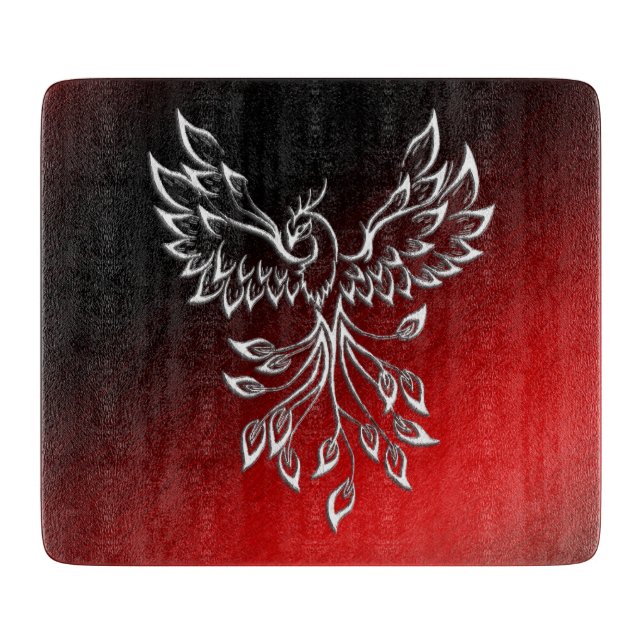 Red Black Ashes und Phoenix Glass Schneidebrett (Vorderseite)