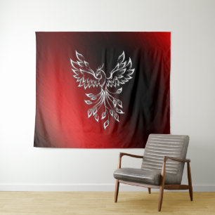 Red Black Ashes und Phoenix Wandteppich