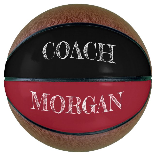 RED Black Ätzing Custom COACH NAME Basketball (Vorderseite)