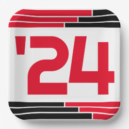 Red & Black Bars Class of '24 Graduate Pappteller