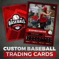 Red & Black Baseball Player Trading Foto Card