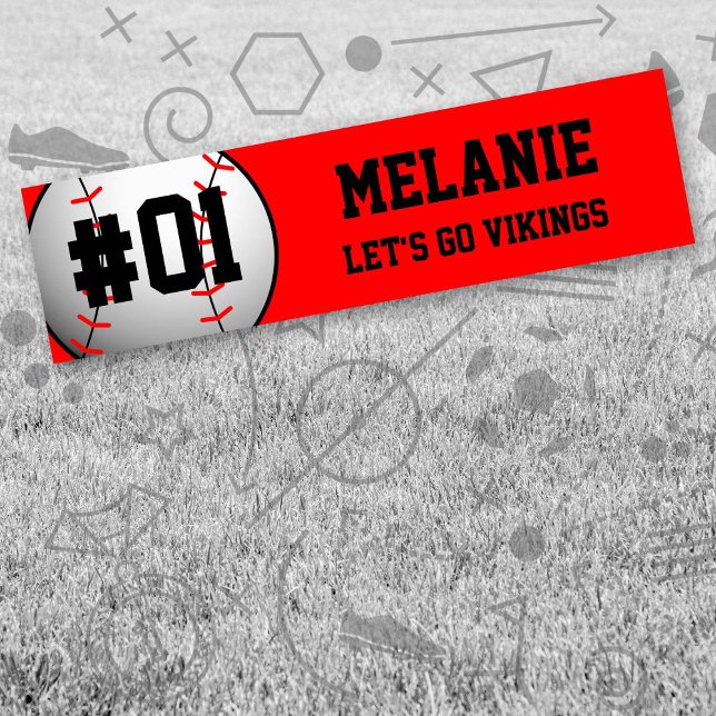 Red Black Baseball Team Autoaufkleber (Red and Black Baseball Let's Go Team Bumber Sticker. Celebrate your high school or college athlete.)