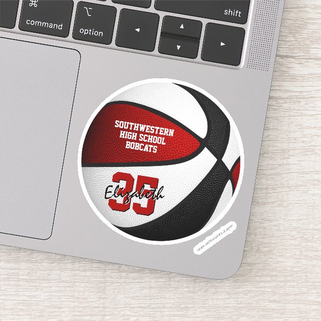 Red Black Basketball-Mannschaft wählt Mädchen Aufkleber (Detail)
