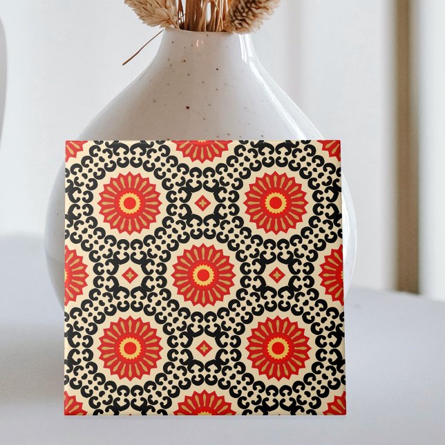 Red Black Beige Oriental Marokkanisches Mosaikmust Fliese (Von Creator hochgeladen)