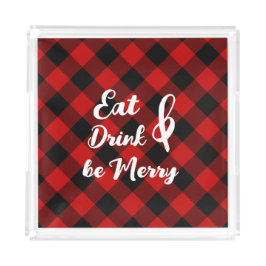 Red Black Buffalo Gingham Karo Akrolic Tray Acryl Tablett