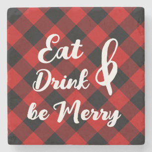 Red Black Buffalo Gingham Karo Stone Untersetzer