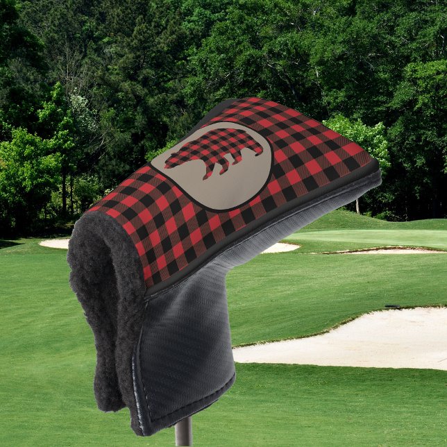 Red Black Buffalo Kariert Bear Putter Cover Golf Headcover (Von Creator hochgeladen)