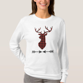 Red Black Buffalo Kariert Deer T-Shirt
